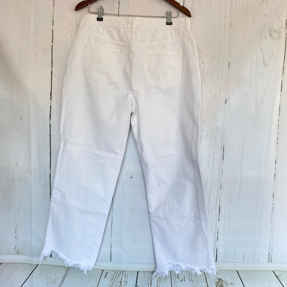 NWT FREE PEOPLE Maggie Mid-Rise Straight-Leg Jeans White Distressed Size 31 - Picture 4 of 11